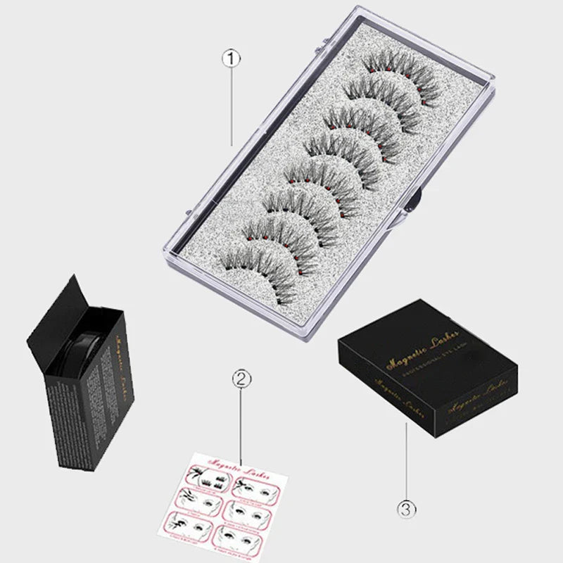 3D Magnetic Eyelashes with Curler and 5 Natural Pairs