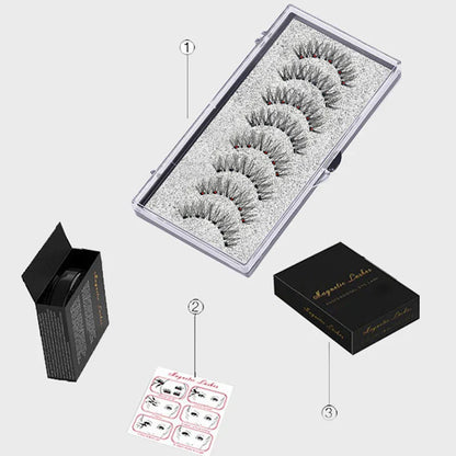 3D Magnetic Eyelashes with Curler and 5 Natural Pairs