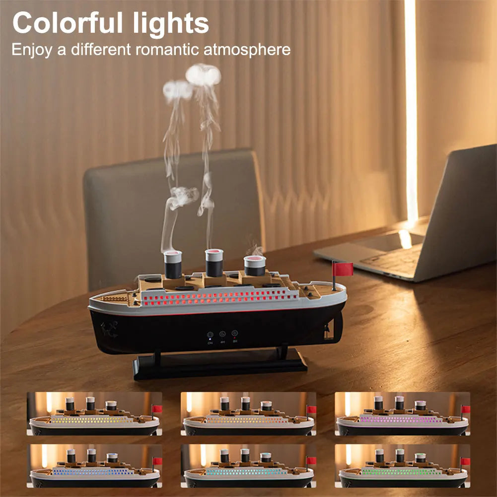 Titanic Ship Model Air Humidifier Home 250ml Remote Control Essential Oil Jellyfish Smoke Ring Spray Aroma Diffuser Humidifiers
