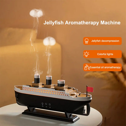 Titanic Ship Model Air Humidifier Home 250ml Remote Control Essential Oil Jellyfish Smoke Ring Spray Aroma Diffuser Humidifiers